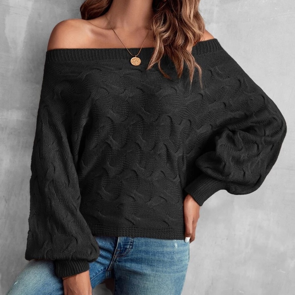 Cozy Off Shoulder Knit Sweater Top - Picture 3 of 16